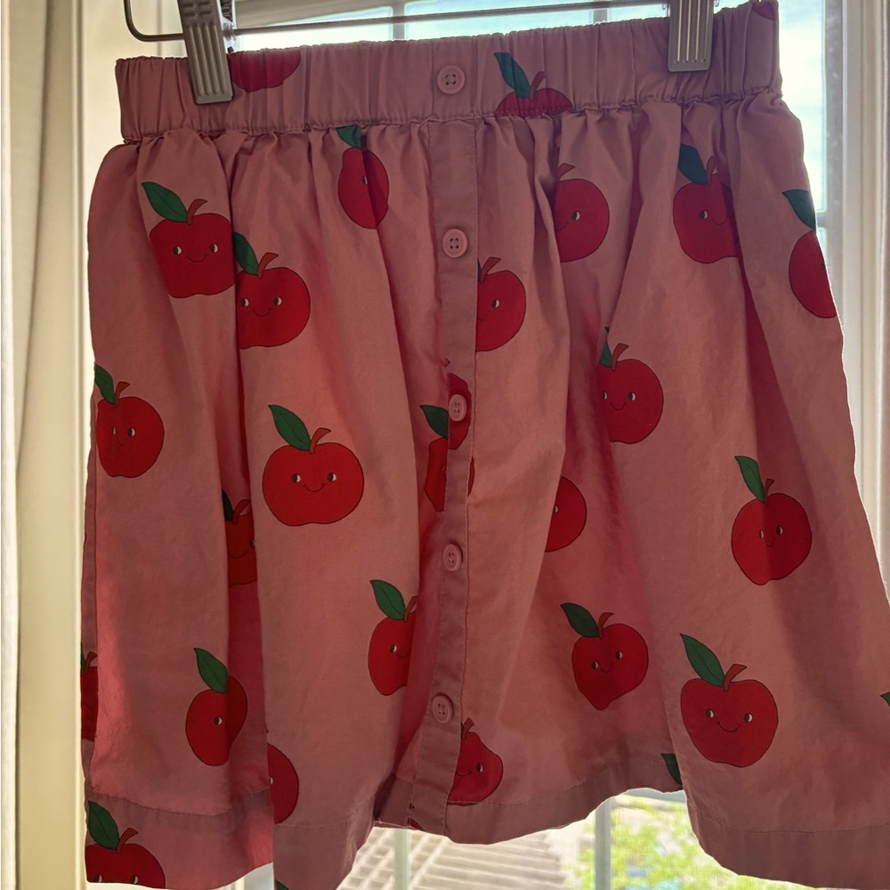 Mini Boden Pink Red Apple Print Skirt